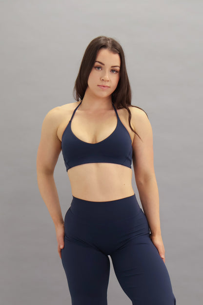 Flow Halter Crop - Navy