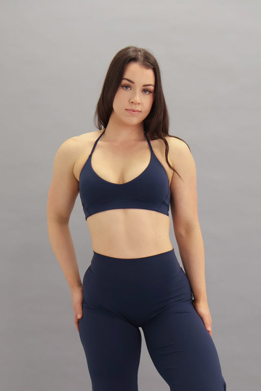 Flow Halter Crop - Navy