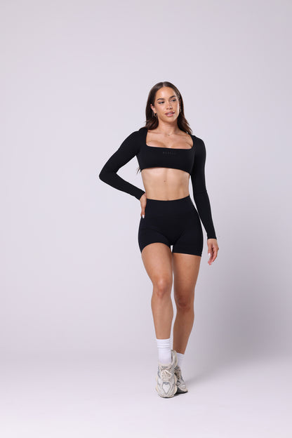 Luxe Long Sleeve Crop - Black
