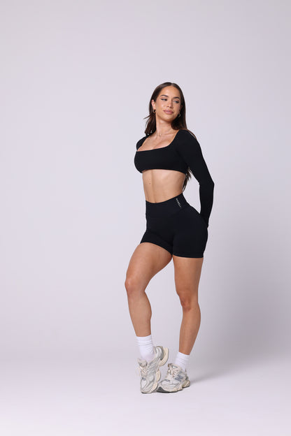 Luxe Long Sleeve Crop - Black