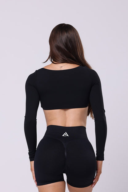 Luxe Long Sleeve Crop - Black