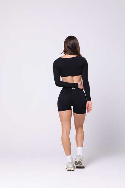 Luxe Long Sleeve Crop - Black